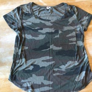 Camouflage Crew Neck T-Shirt with Pocket